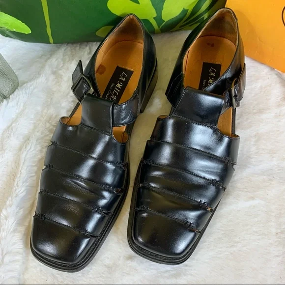 NY LaMilano | Shoes | Ny Lamilano Mens Sandals Italian Leather Black Sz 1 |  Poshmark
